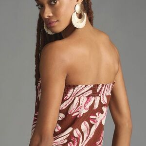 Anthropologie Brown and Pink Strapless Top